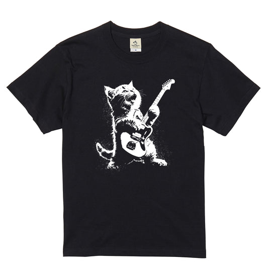 猫ロックギター 猫Tシャツ｜音楽好きに人気