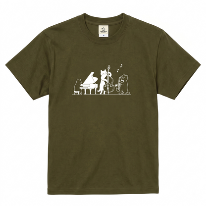 猫ジャズバンド 猫Tシャツ ｜音楽好きに人気