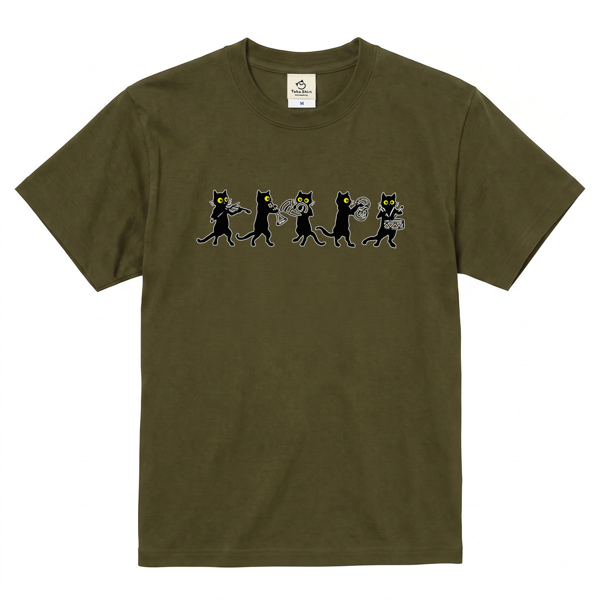 黒猫 音楽隊 Tシャツ ｜ 猫好き・吹奏楽・音楽好きに人気