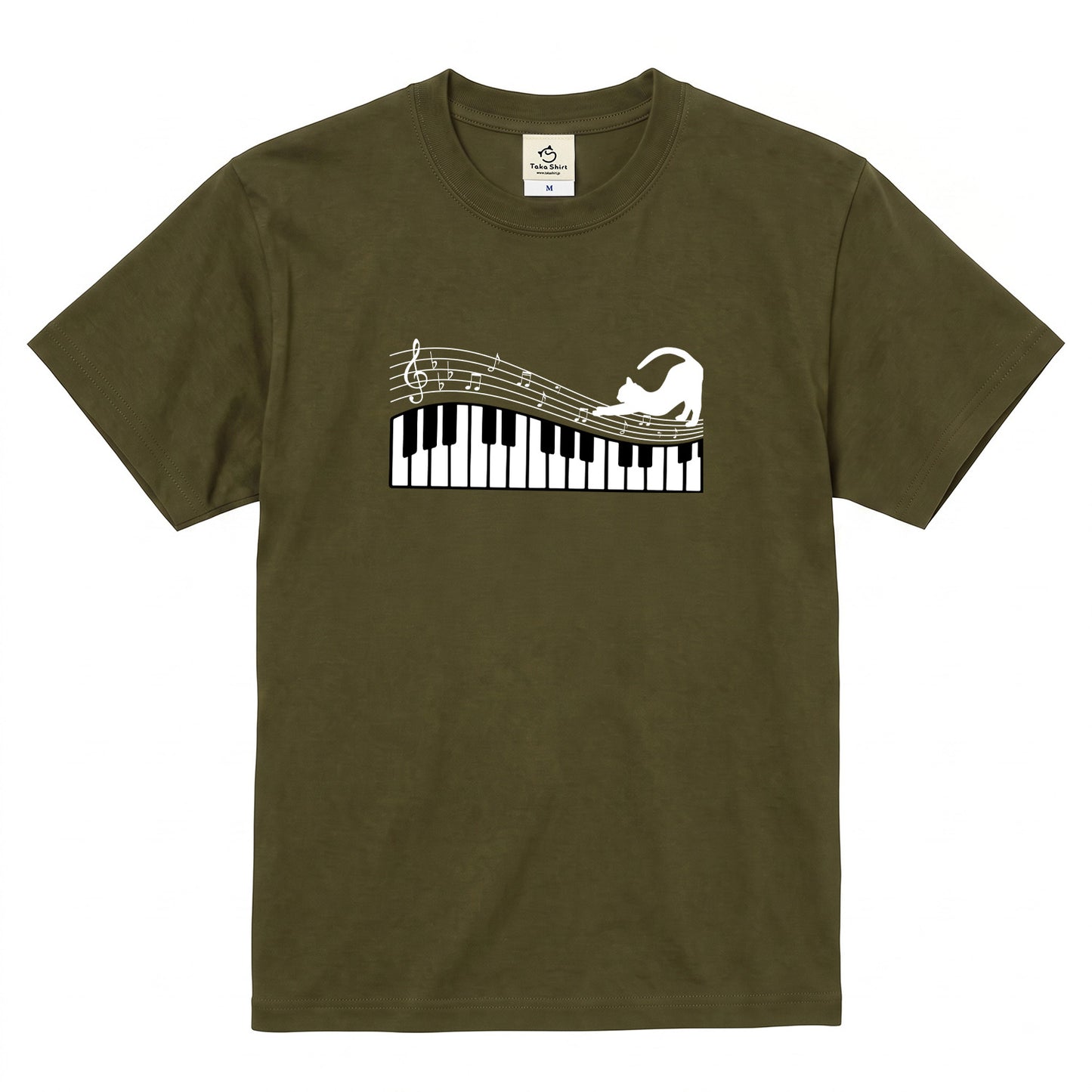 猫ピアノTシャツ｜音楽好きに人気