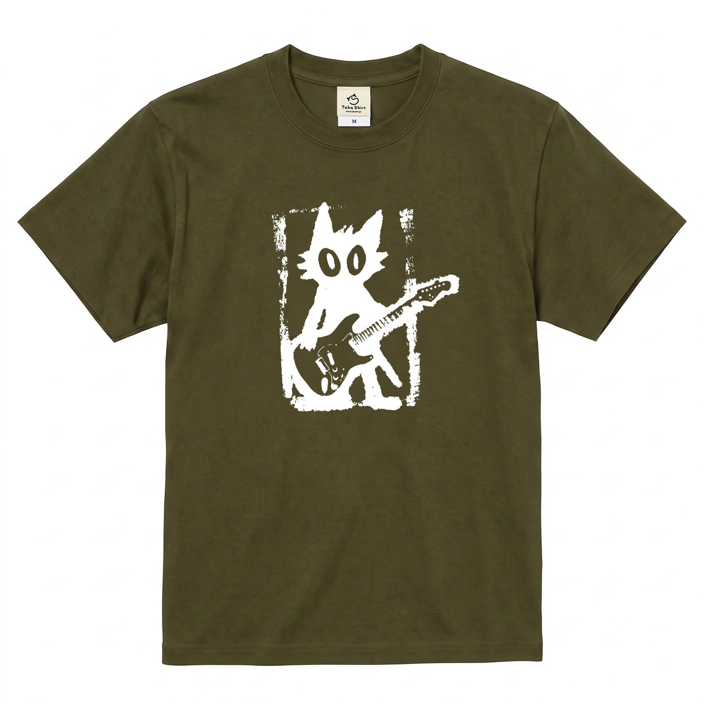 猫ギターロック Tシャツ | 音楽好きに人気