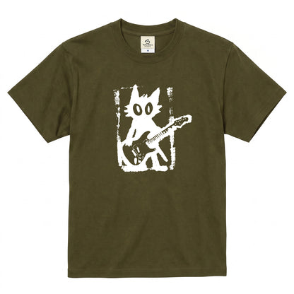 猫ギターロック Tシャツ | 音楽好きに人気