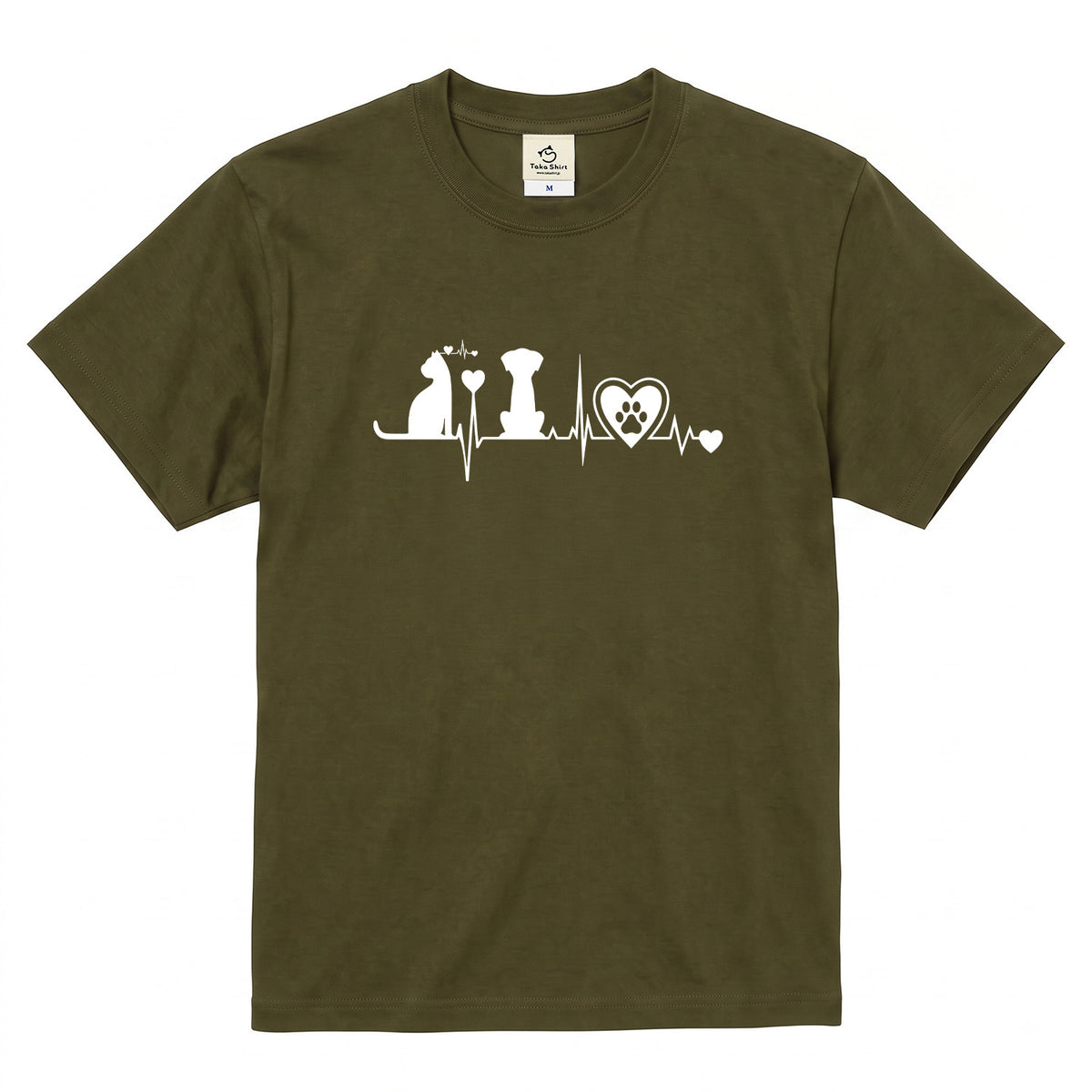 猫と犬 ハートビート Tシャツ | 動物好きに人気