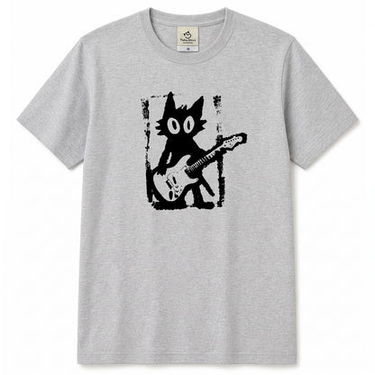猫ギターロック Tシャツ | 音楽好きに人気