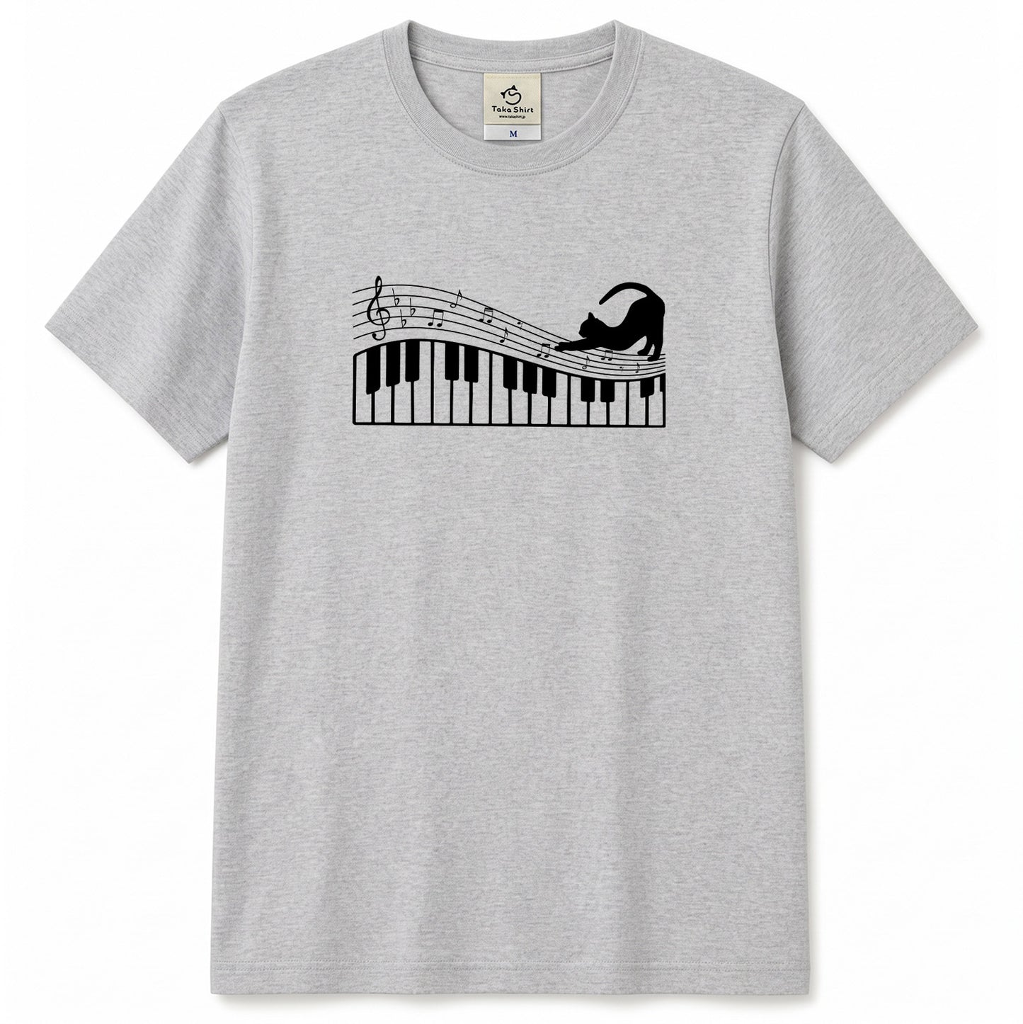 猫ピアノTシャツ｜音楽好きに人気
