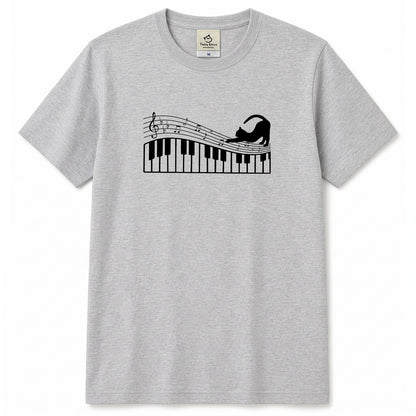 猫ピアノTシャツ｜音楽好きに人気