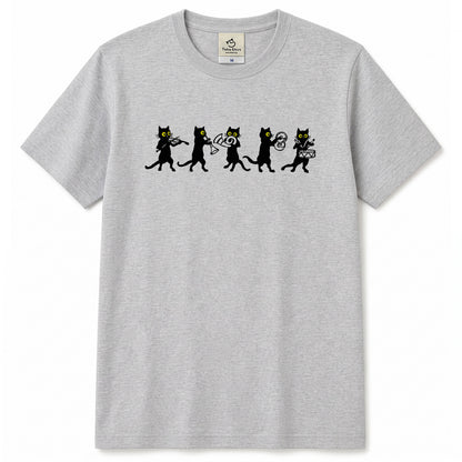 黒猫 音楽隊 Tシャツ ｜ 猫好き・吹奏楽・音楽好きに人気