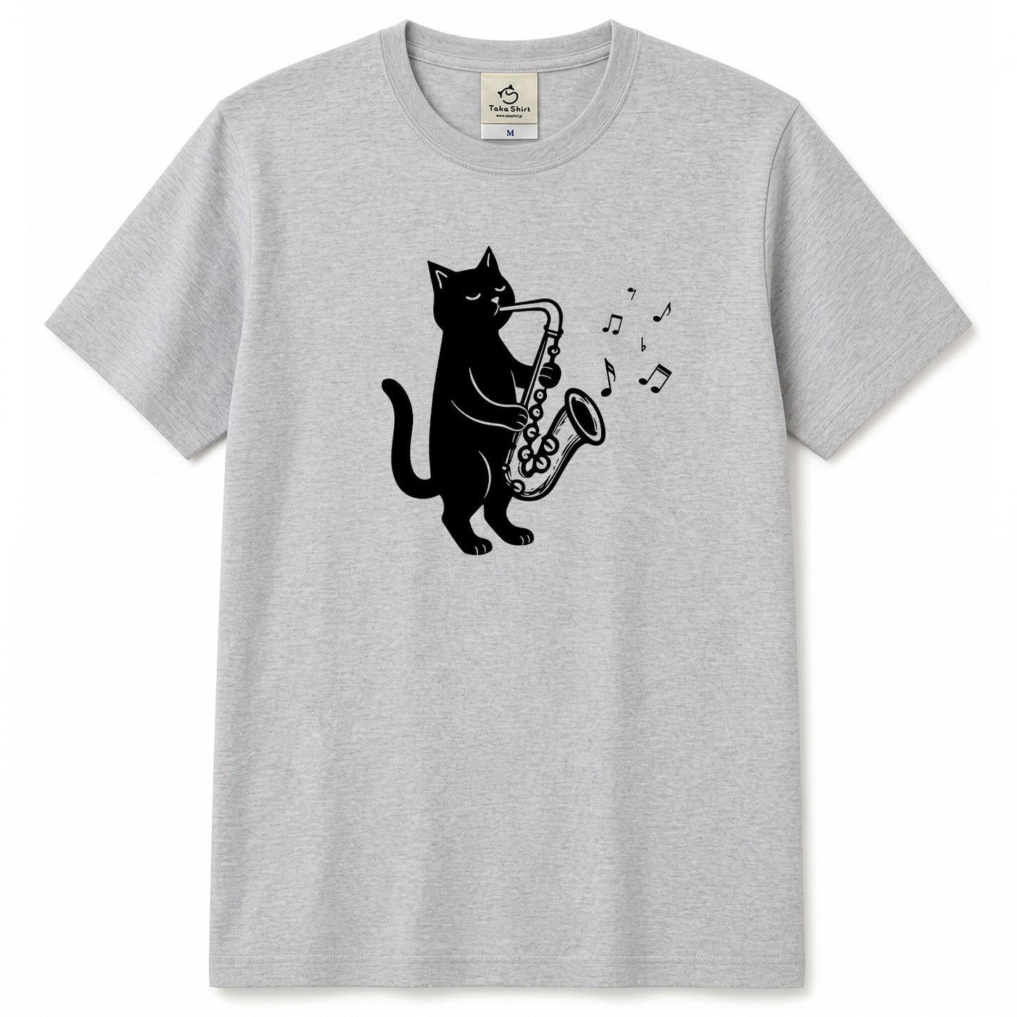 サックスを吹く猫Tシャツ｜音楽好きに人気