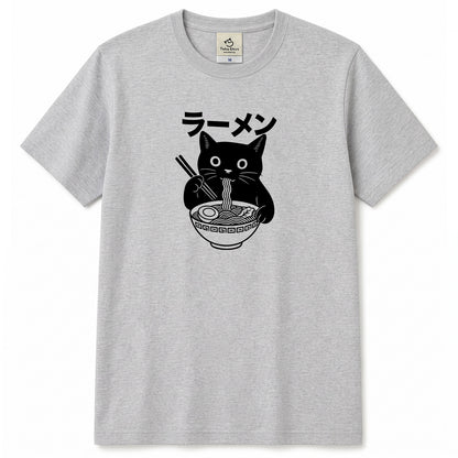 ラーメン黒猫 Tシャツ ｜ 猫好き・ラーメン好きに人気