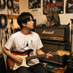 猫ギター 猫Tシャツ｜音楽好きに人気