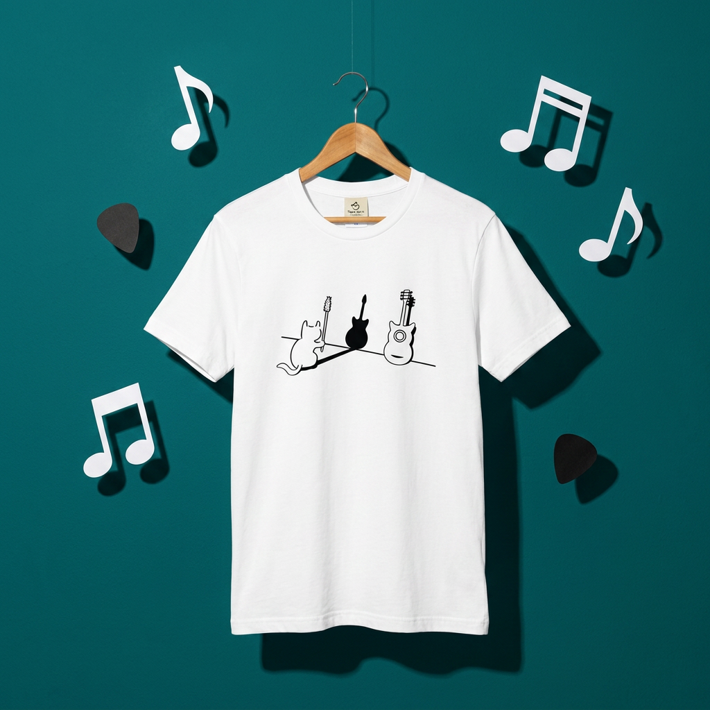 猫ギター 猫Tシャツ｜音楽好きに人気