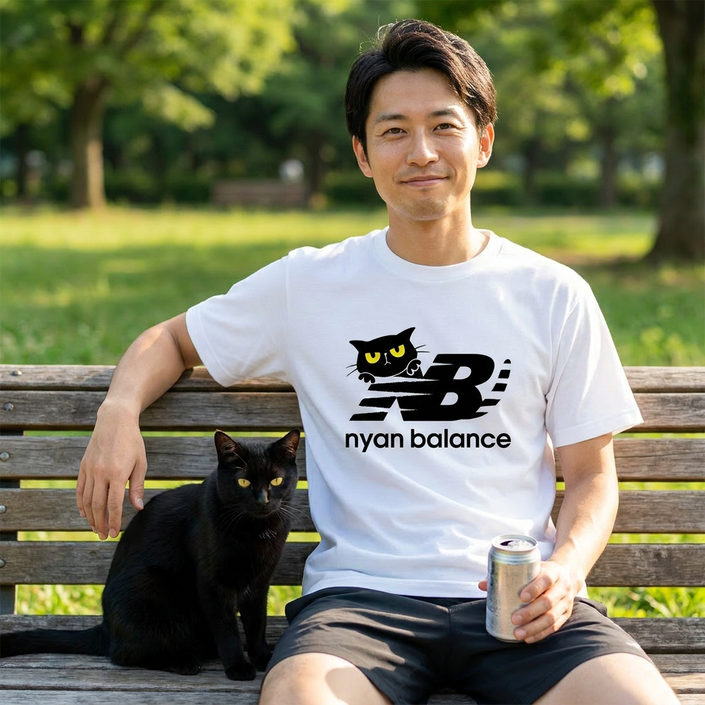 Nyan Balance 猫Tシャツ ｜おもしろ猫デザイン