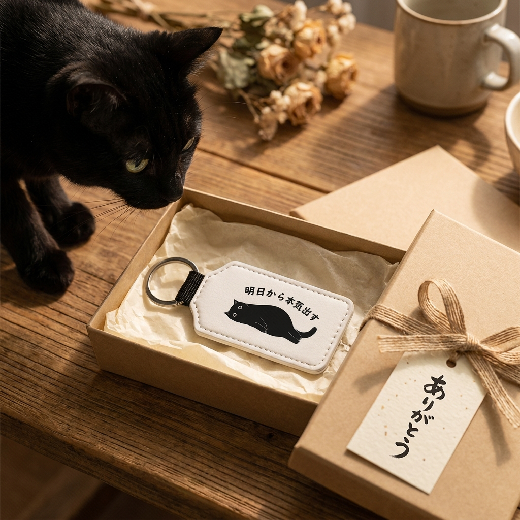 明日から本気出す黒猫 キーホルダー