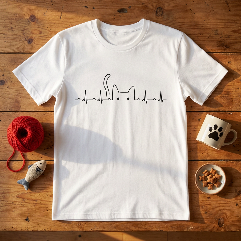 ハートビート 猫Tシャツ ｜かわいい猫デザイン