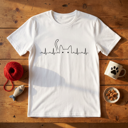 ハートビート 猫Tシャツ ｜かわいい猫デザイン