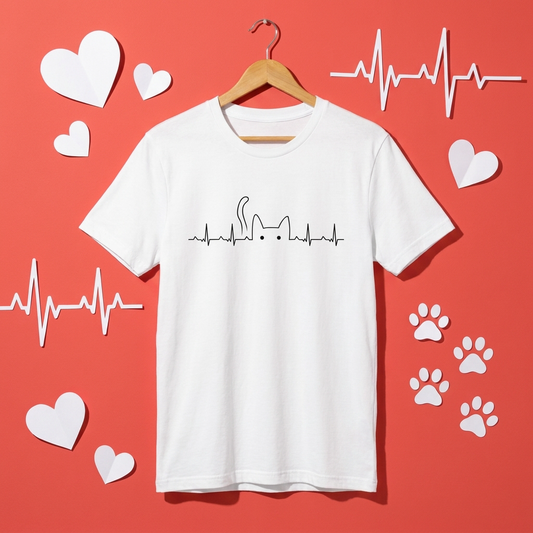 ハートビート 猫Tシャツ ｜かわいい猫デザイン
