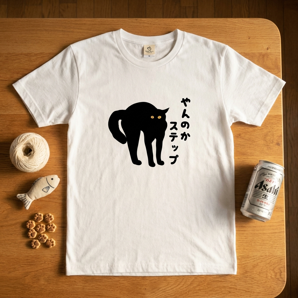 やんのかステップ 猫Tシャツ｜おもしろ猫デザイン