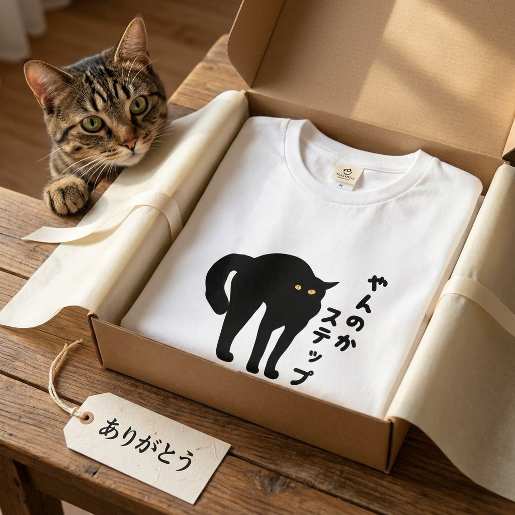 やんのかステップ 猫Tシャツ｜おもしろ猫デザイン