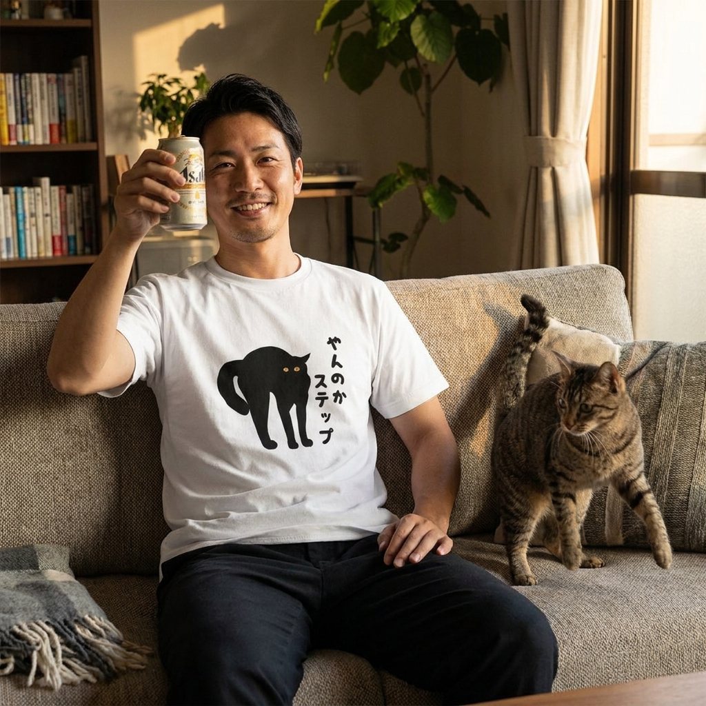 やんのかステップ 猫Tシャツ｜おもしろ猫デザイン