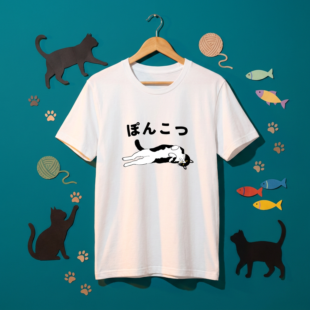 猫tシャツ ねこ かわいい猫イラスト ぽんこつ ｜アダルト&キッズサイズ
