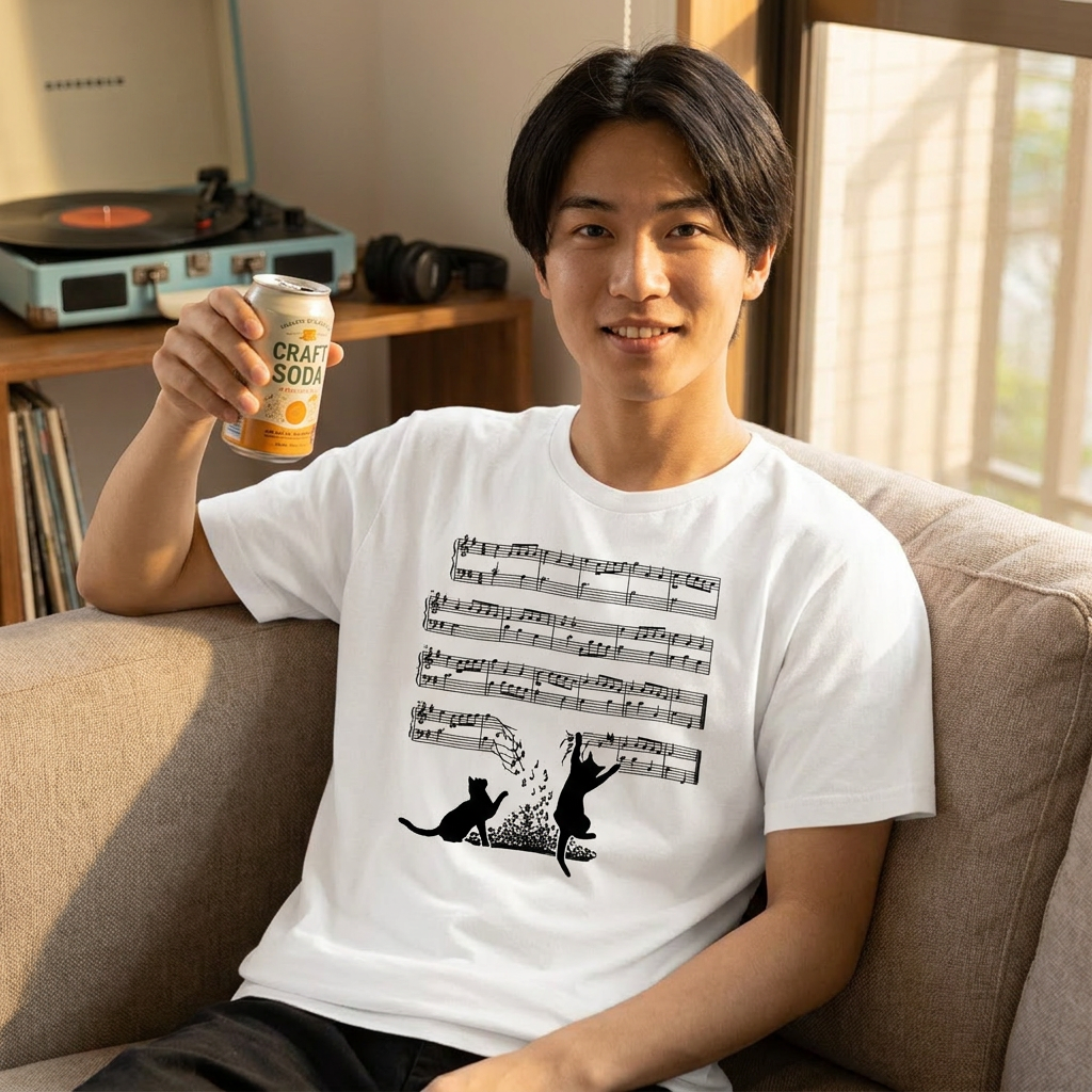猫音符 Tシャツ | 音楽好きに人気
