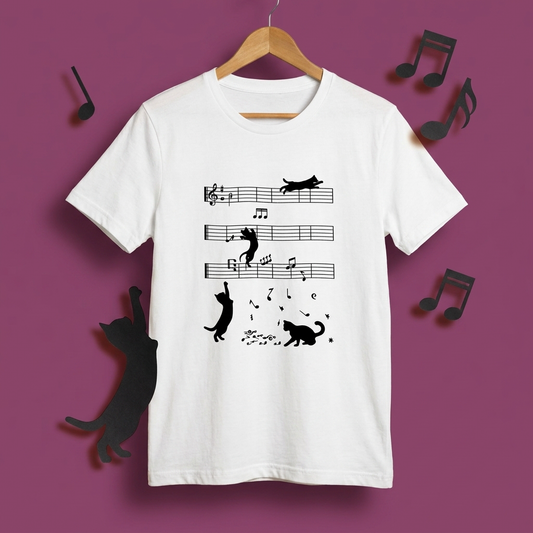 猫ミュージックノート Tシャツ | 音楽家 ギフト