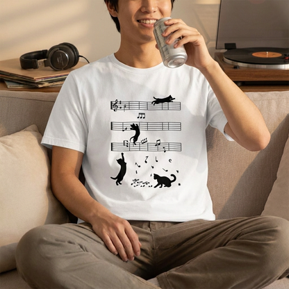 猫ミュージックノート Tシャツ | 音楽家 ギフト