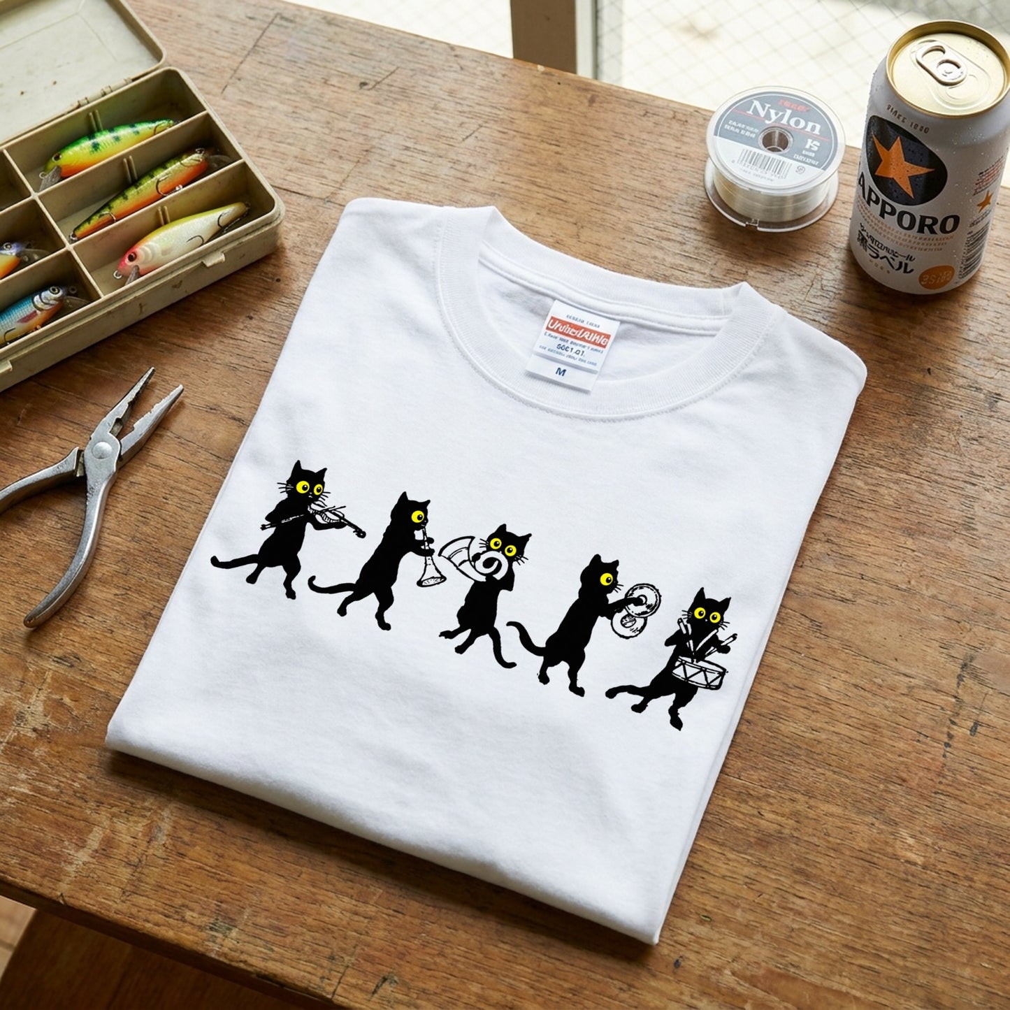 黒猫 音楽隊 Tシャツ ｜ 猫好き・吹奏楽・音楽好きに人気