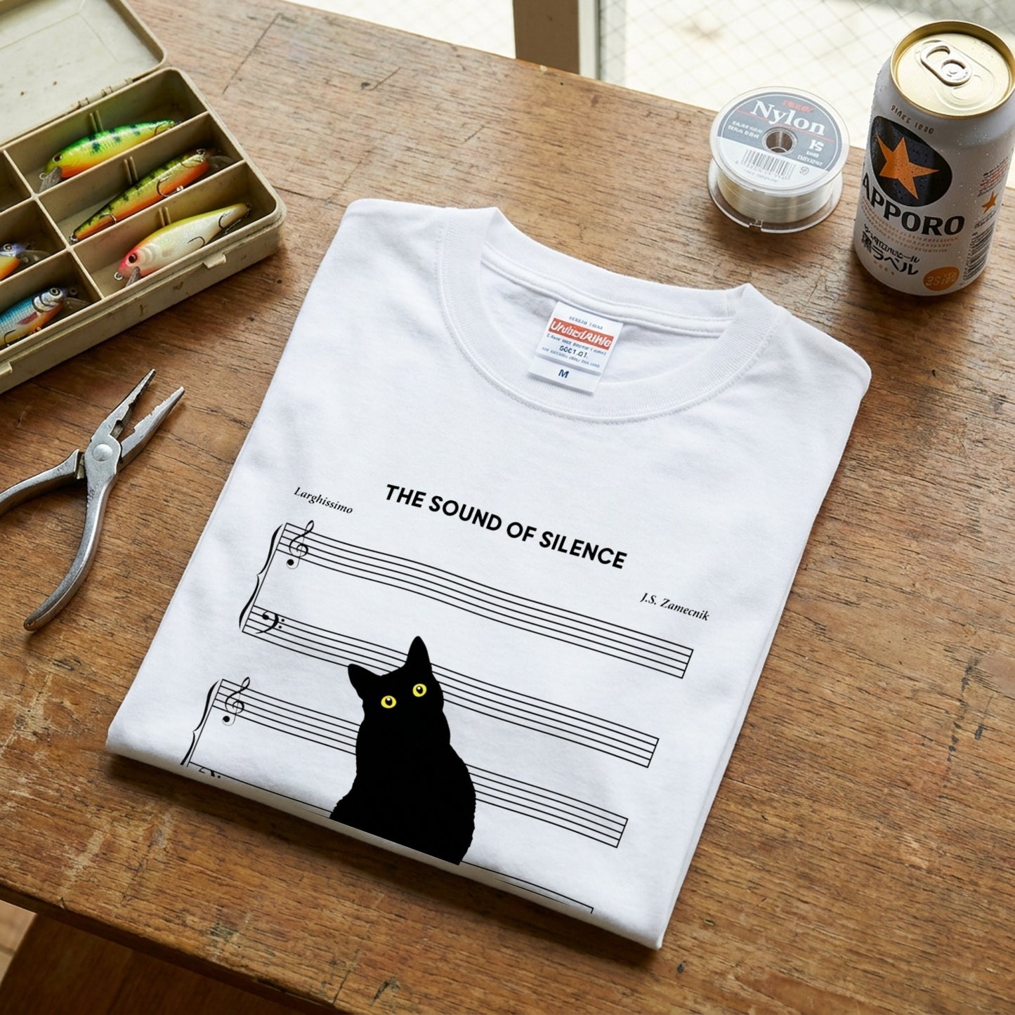 The Sound of Silence 黒猫 Tシャツ ｜ 猫好き・音楽好き・おもしろ・シュールに人気