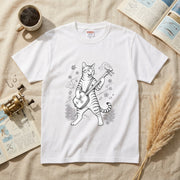 三味線猫 | 三味線 猫 和風 浮世絵風 イラスト Tシャツ【猫好き・和柄・伝統芸能・誕生日ギフトに最適】