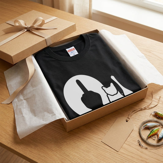 猫の影 中指 Tシャツ | 猫好き・おもしろ・シュール・ジョークに人気