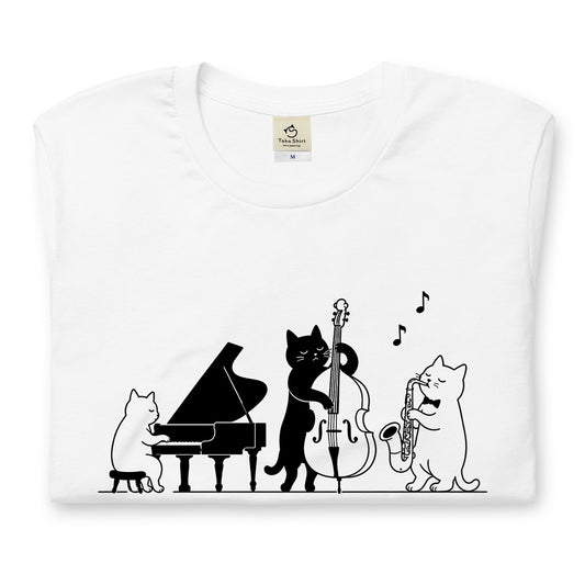 猫ジャズバンド 猫Tシャツ |音楽好きに人気