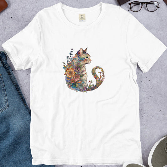 猫tシャツ ねこ 猫イラスト おもしろ tシャツ かわいい 花猫 Flower Cat｜アダルト&キッズサイズ.