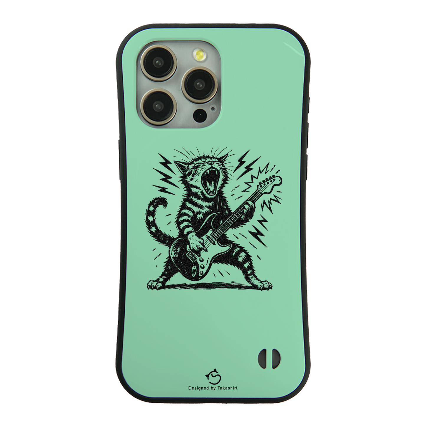 ケース ねこ 猫イラストロック猫ギター スマホ ケース iPhone8, SE2, SE3 ~ ケースiPhone17シリーズ
