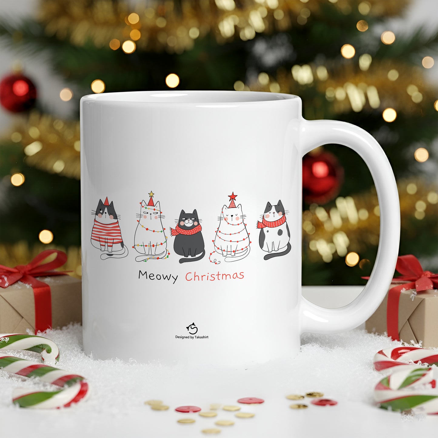 【クリスマス限定商品】マグカップ 猫イラスト 猫クリスマス
