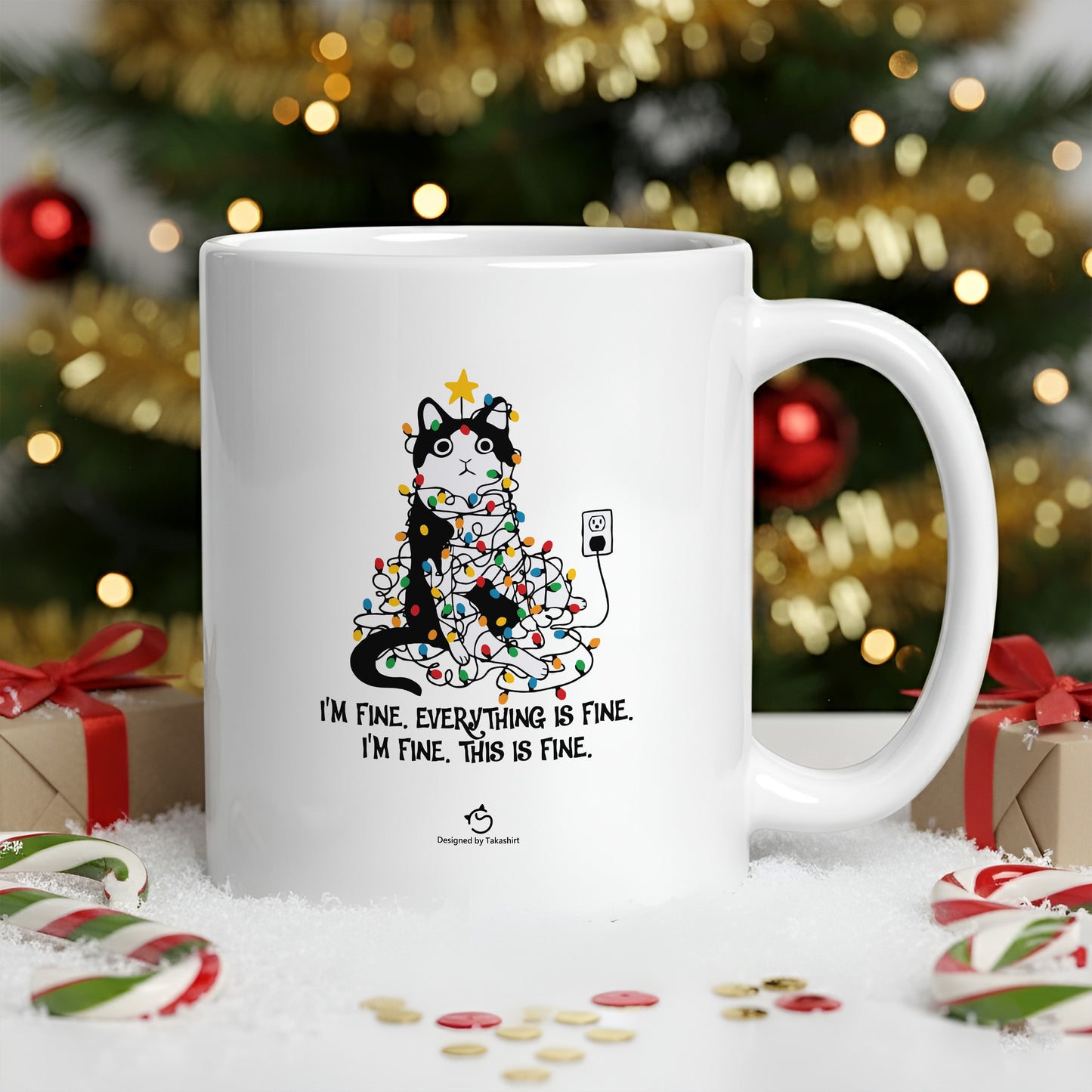 【クリスマス限定商品】マグカップ 猫イラスト 猫クリスマス