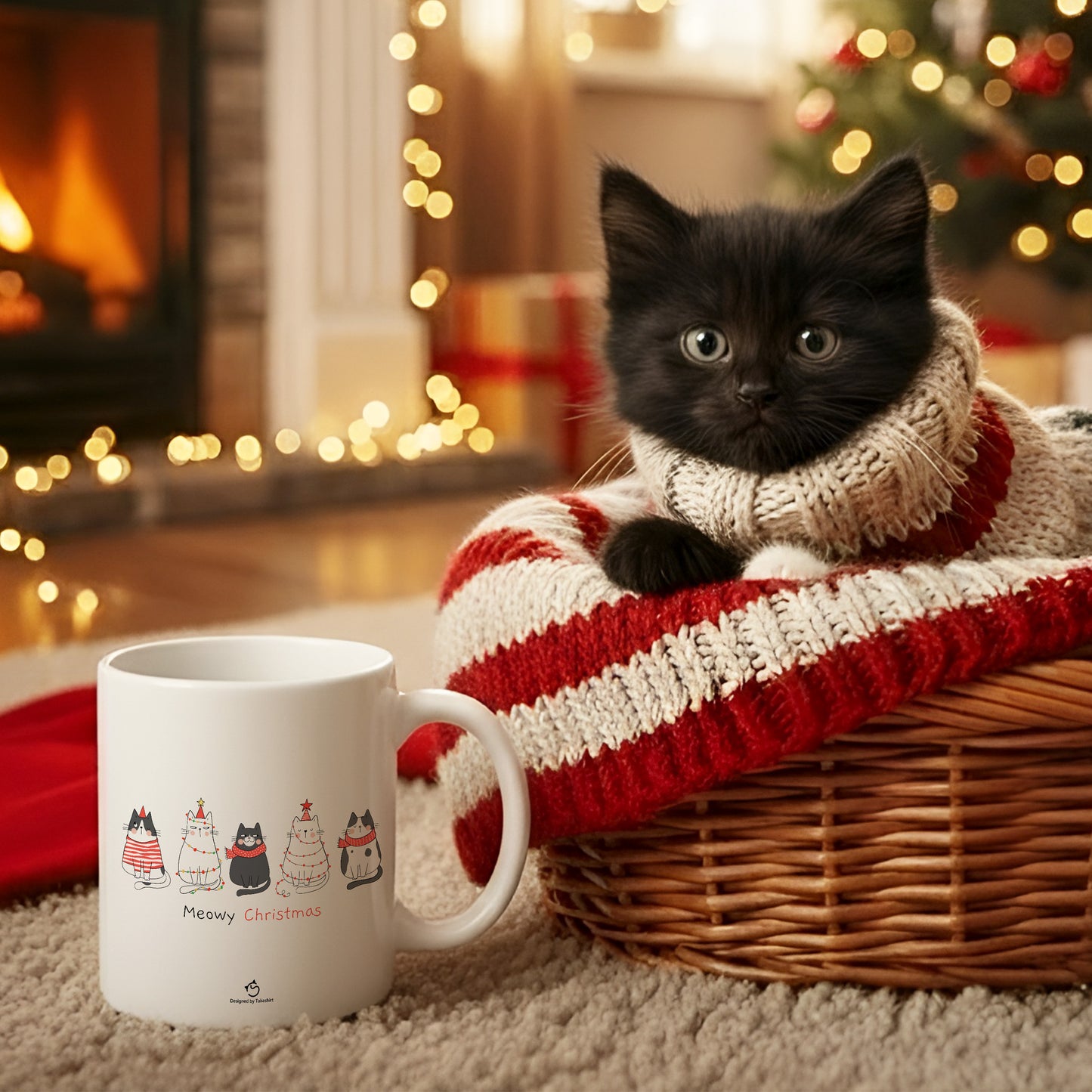 【クリスマス限定商品】マグカップ 猫イラスト 猫クリスマス