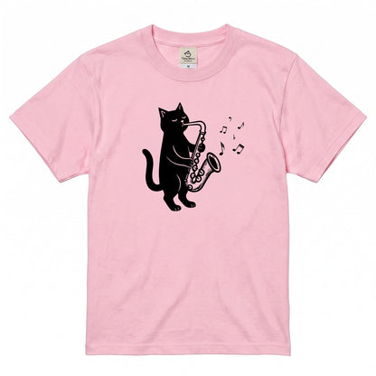 サックスを吹く猫Tシャツ｜音楽好きに人気