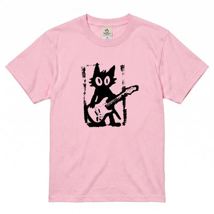 猫ギターロック Tシャツ | 音楽好きに人気