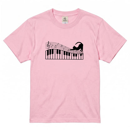 猫ピアノTシャツ｜音楽好きに人気
