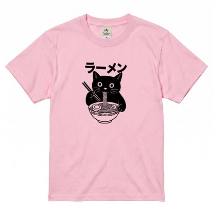 ラーメン黒猫 Tシャツ ｜ 猫好き・ラーメン好きに人気