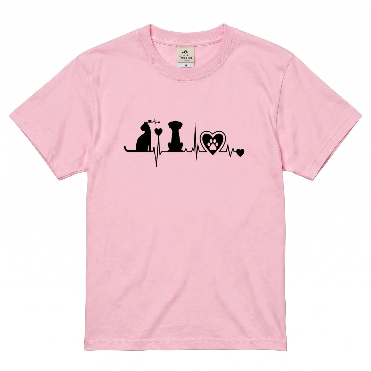 猫と犬 ハートビート Tシャツ | 動物好きに人気