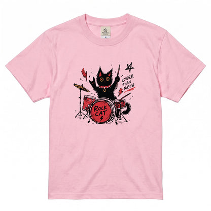 ロック猫 ドラム Tシャツ ｜ 猫好き・バンド・音楽好きに人気