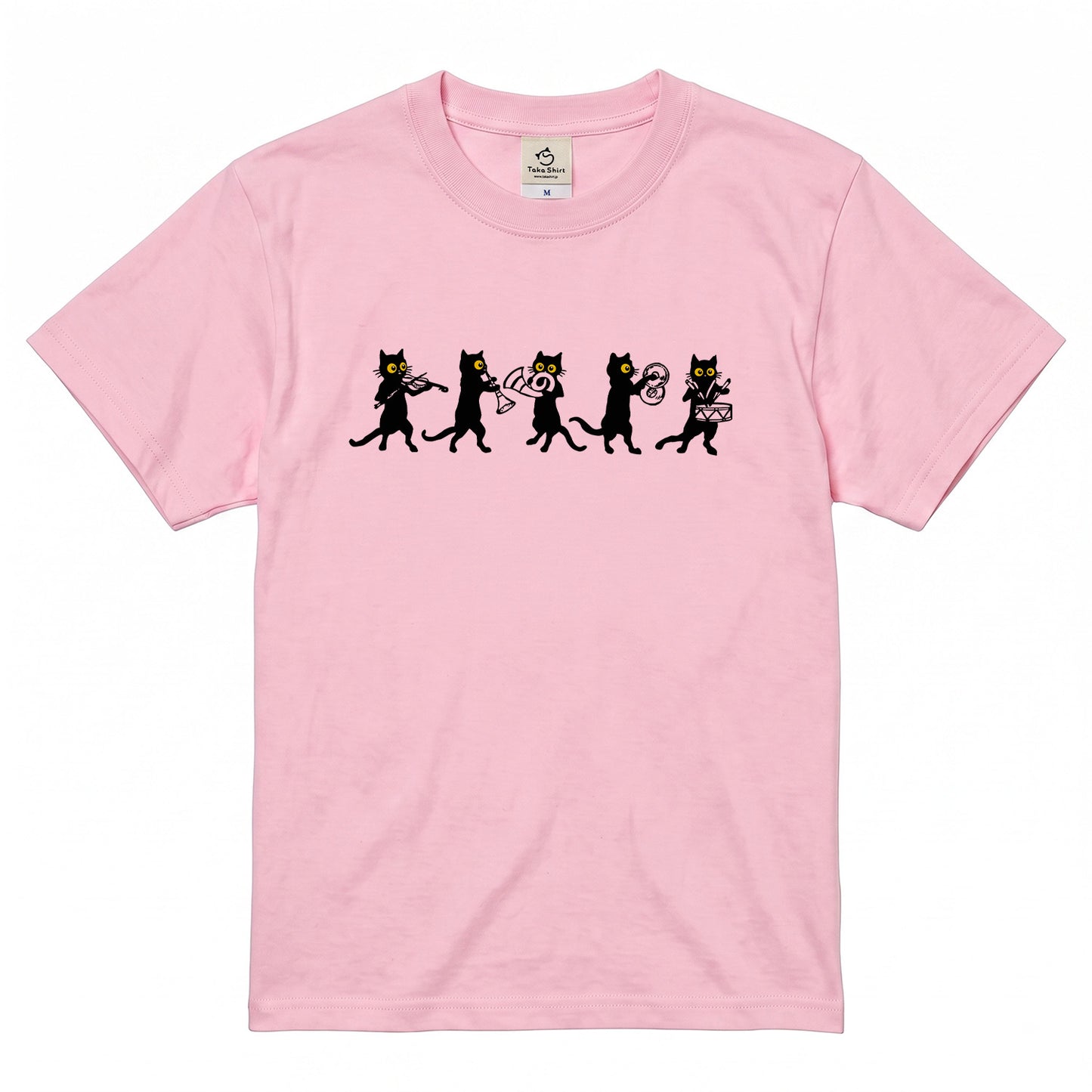 黒猫 音楽隊 Tシャツ ｜ 猫好き・吹奏楽・音楽好きに人気