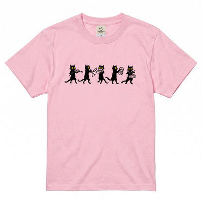黒猫 音楽隊 Tシャツ ｜ 猫好き・吹奏楽・音楽好きに人気