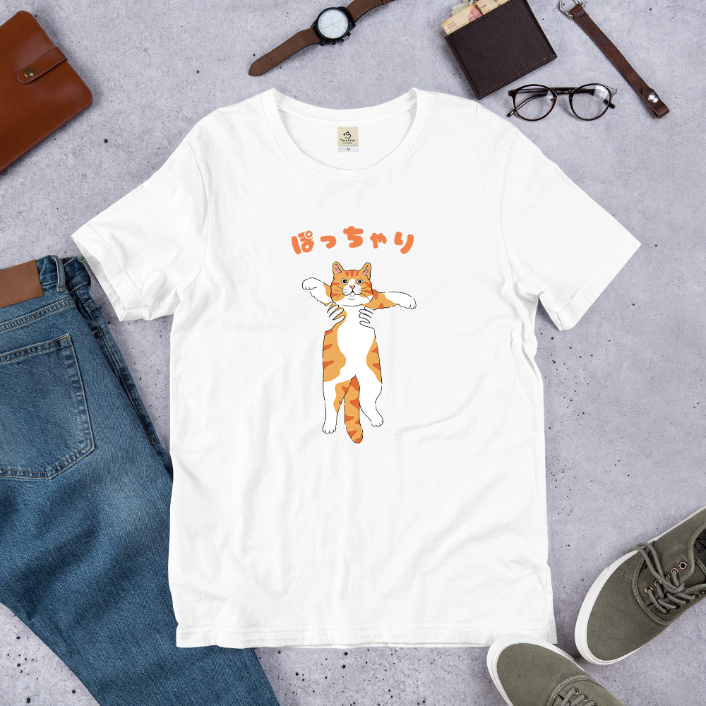 猫tシャツ ねこ かわいい猫イラスト ぽっちゃり 黄色猫  ｜アダルト&キッズサイズ