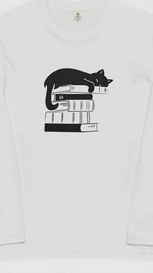 猫 ロン t 猫 長袖 t シャツ ねこ 猫イラストCat & Book