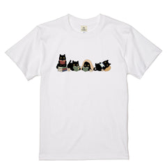 読書黒猫 Tシャツ ｜ 猫好き・読書好き・本好きに人気