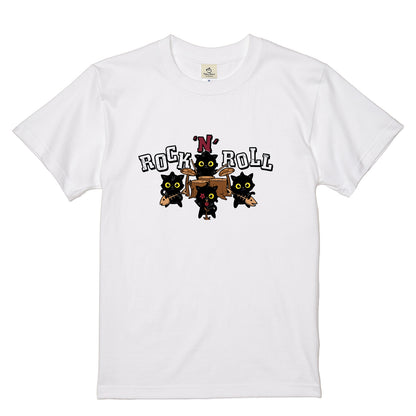 ROCK 'N' ROLL 黒猫バンド Tシャツ ｜ 猫好き・ロック・音楽好きに人気