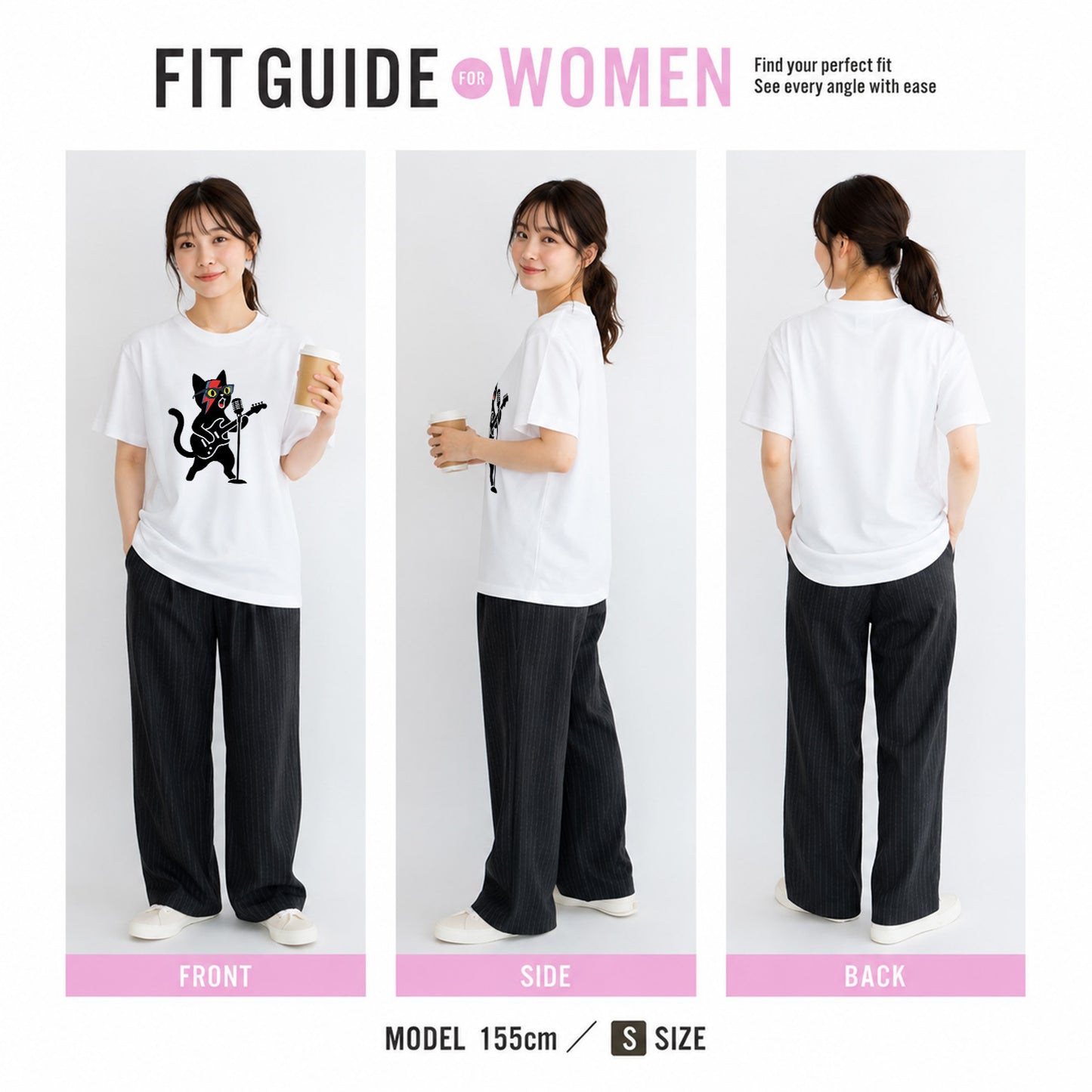 ロックスター 黒猫 ギター Tシャツ ｜ 猫好き・音楽好き・ロックに人気